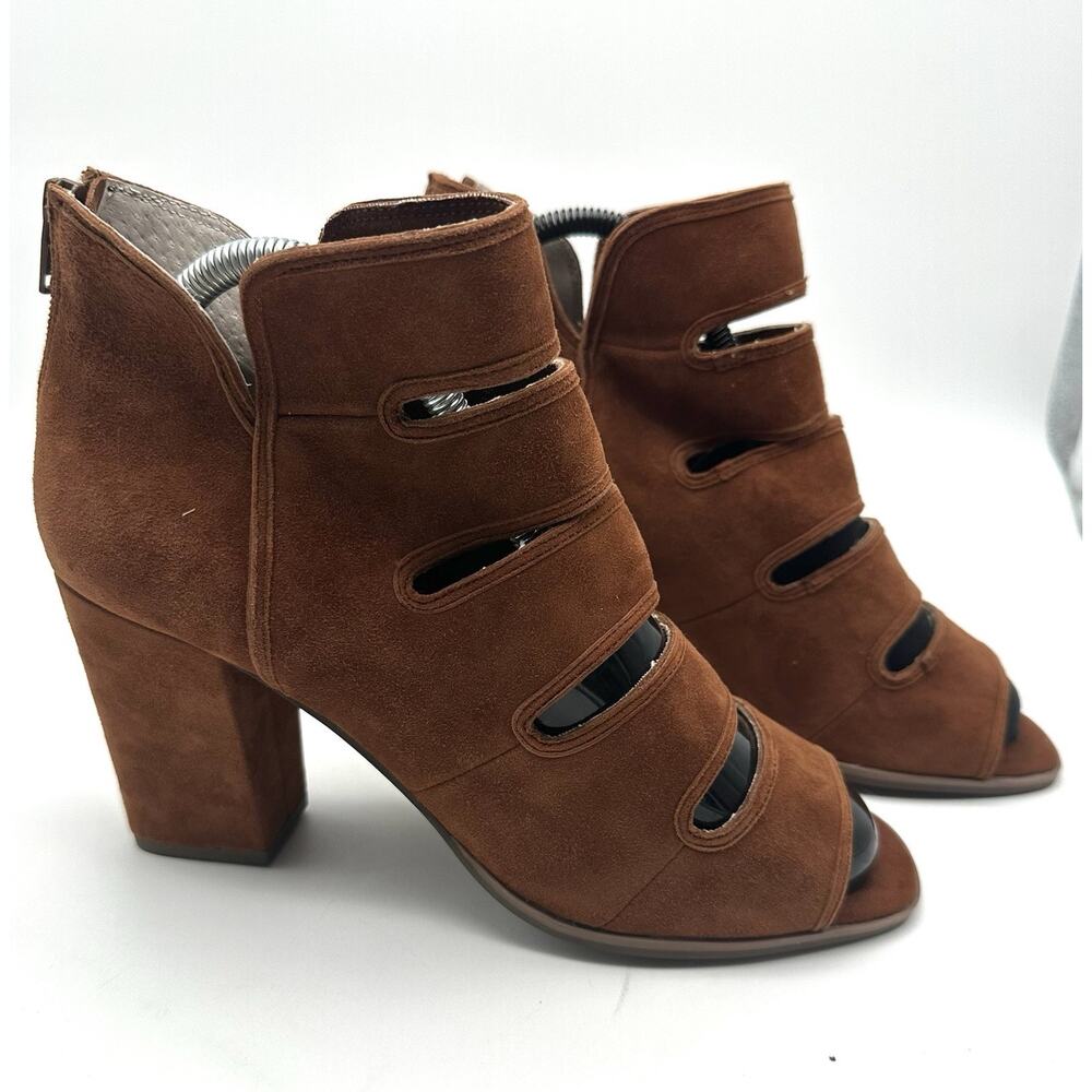 Seychelles Suede Gladiator Heeled Bootie Sandals Rust Sienna Open Toe Sz 10